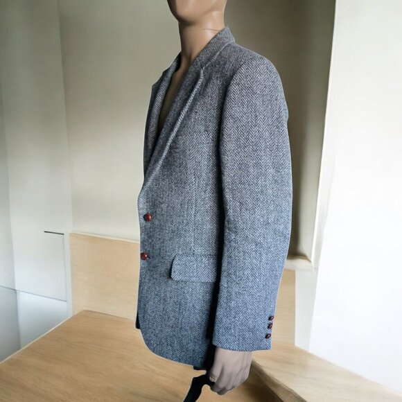 HARRIS TWEED VINTAGE ( LG ) Handwoven 100% Scottish Wool 2 Button Coat - Picture 5 of 7